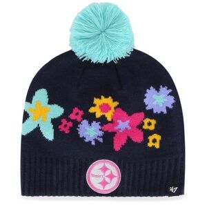 Girls Youth '47 Navy Pittsburgh Steelers Buttercup Knit Beanie with Pom